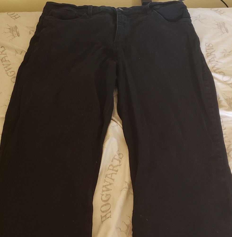 Black, flared, mid-rise jeans
